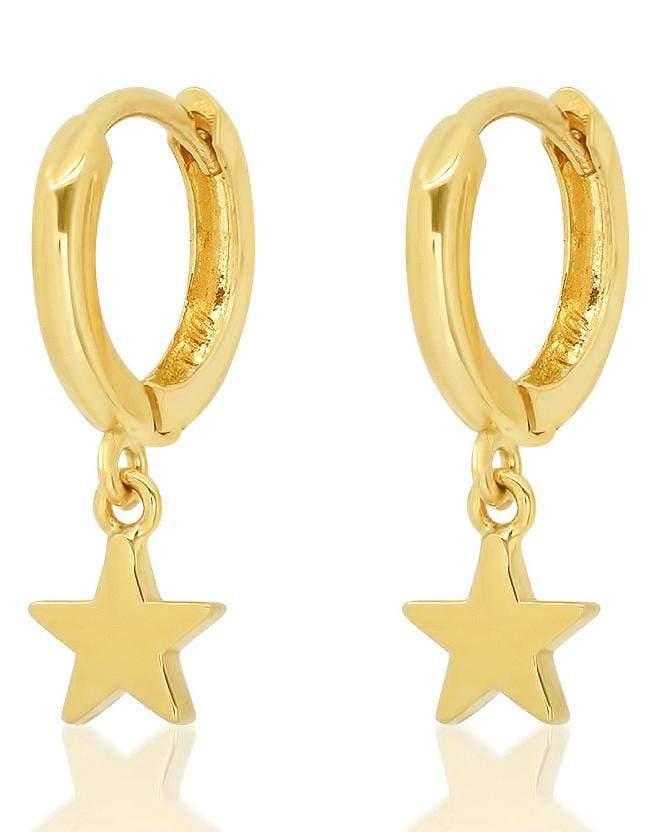 JENNIFER MEYER-Single Mini Huggie with Star Drop-YELLOW GOLD
