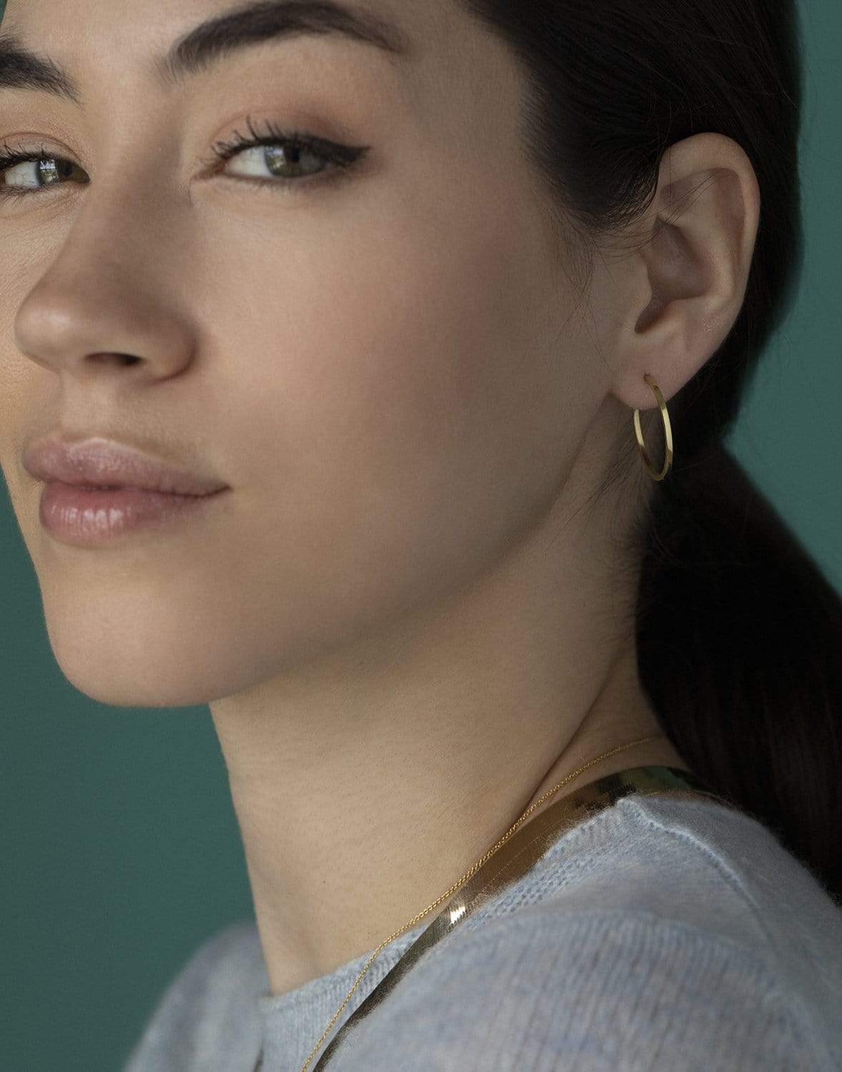 JENNIFER MEYER-Thin Small Yellow Gold Hoops-YELLOW GOLD