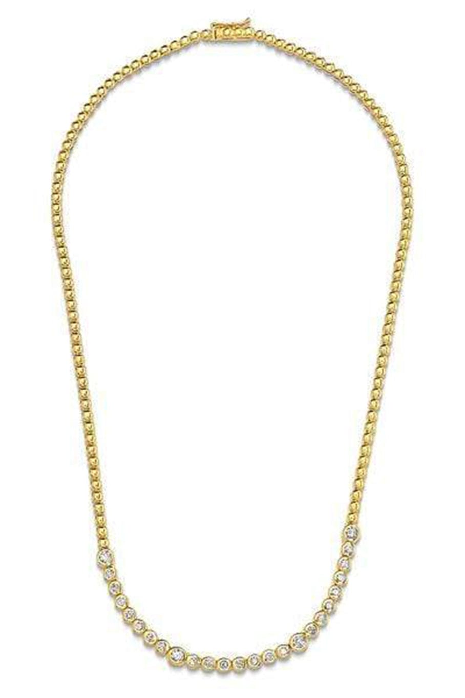 JENNIFER MEYER-1/3 Diamond Mini Bezel Tennis Necklace-YELLOW GOLD