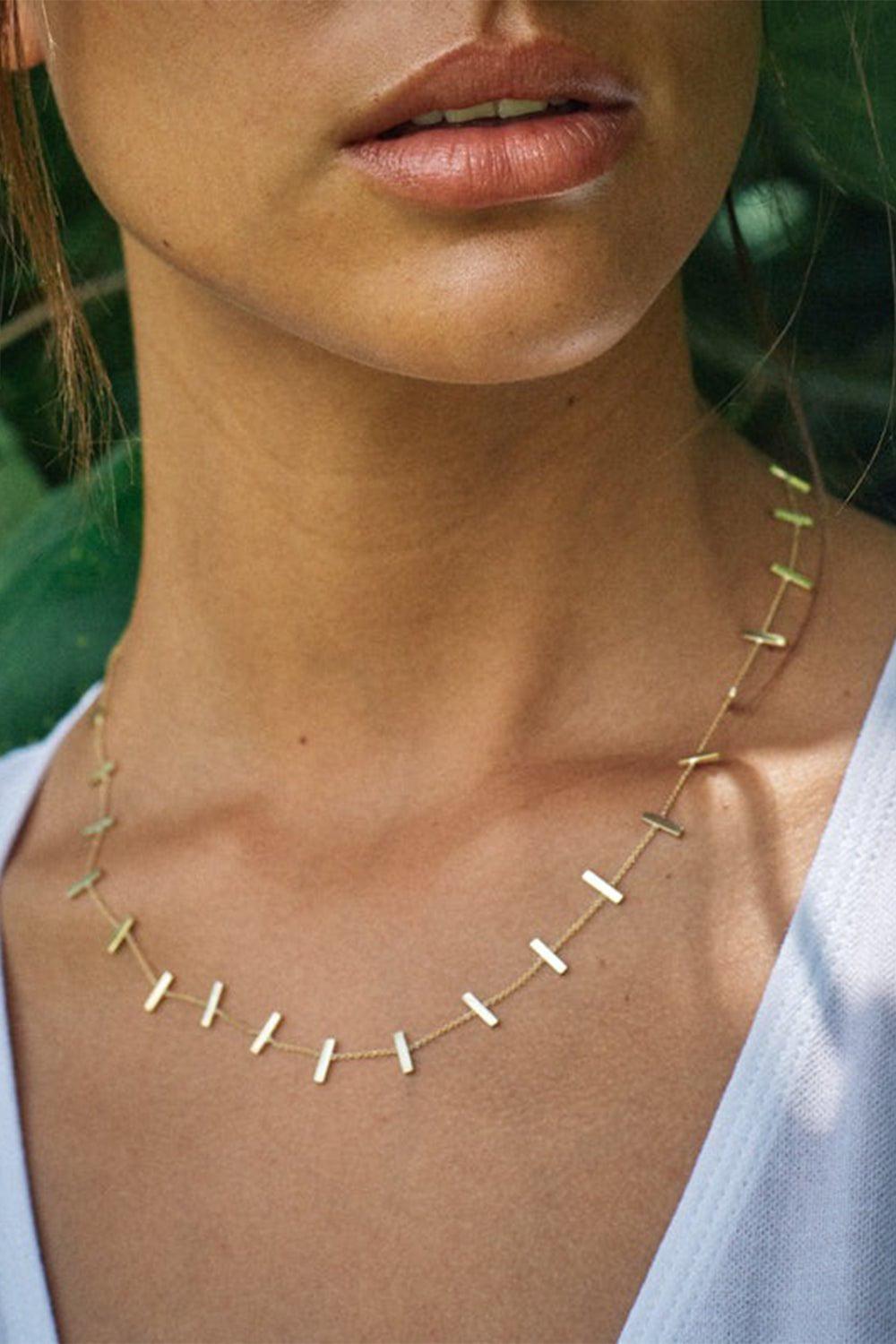 JENNIFER MEYER-Cross Bar Necklace-YELLOW GOLD