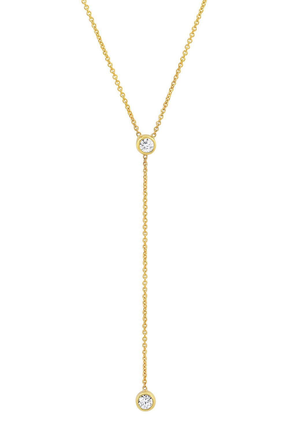 JENNIFER MEYER-Diamon Bezel Lariat Necklace-YELLOW GOLD