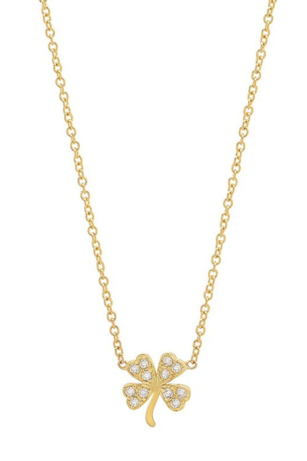 JENNIFER MEYER-Diamond Mini Clover Necklace-YELLOW GOLD