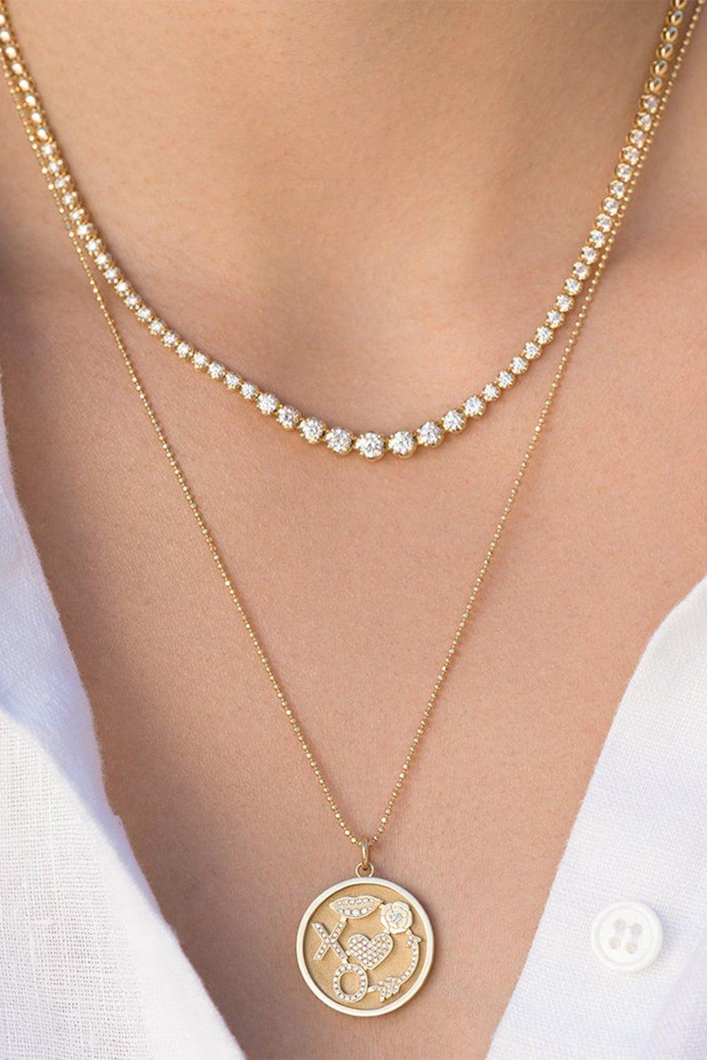 JENNIFER MEYER-Graduated Diamond Tennis Necklace-YELLOW GOLD