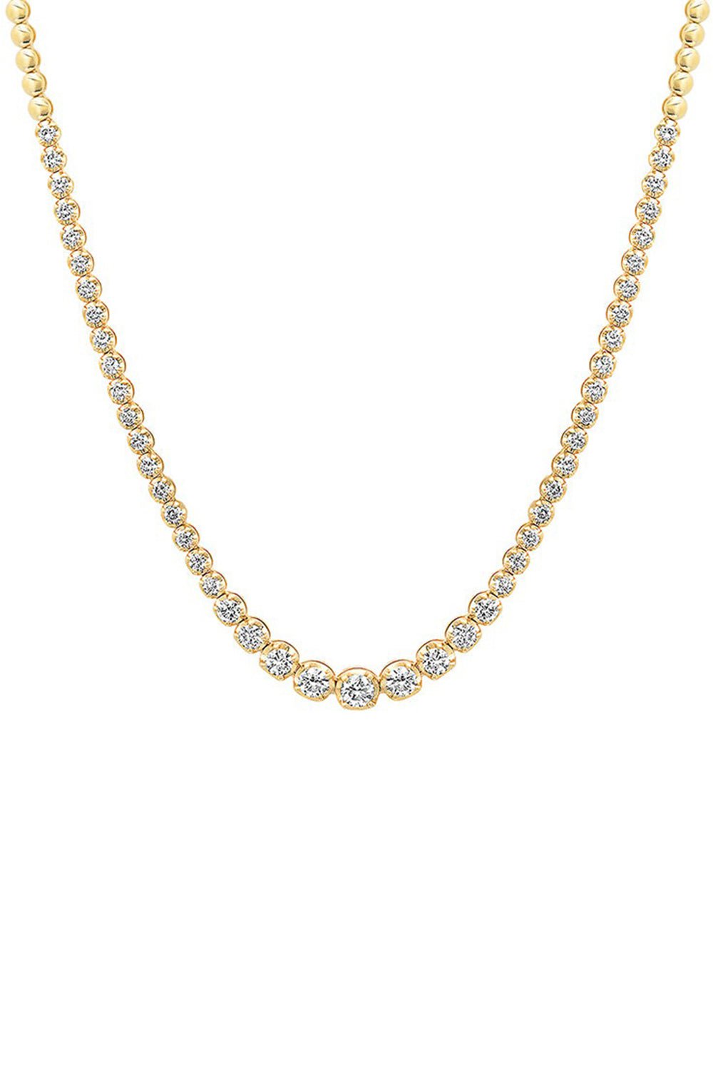 JENNIFER MEYER-Graduated Diamond Tennis Necklace-YELLOW GOLD