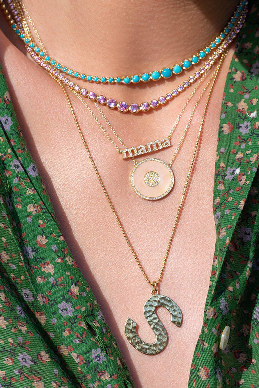 JENNIFER MEYER-Graduated Pink Sapphire Tennis Necklace-YELLOW GOLD