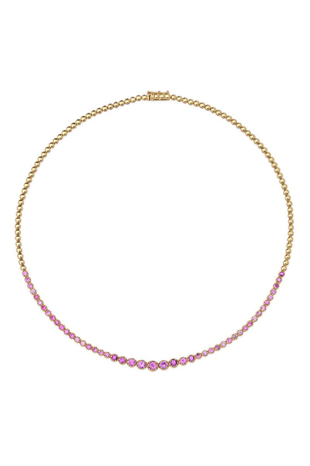 JENNIFER MEYER-Graduated Pink Sapphire Tennis Necklace-YELLOW GOLD