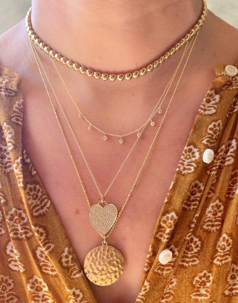 JENNIFER MEYER-Hammered Disc Pendant Necklace-YELLOW GOLD