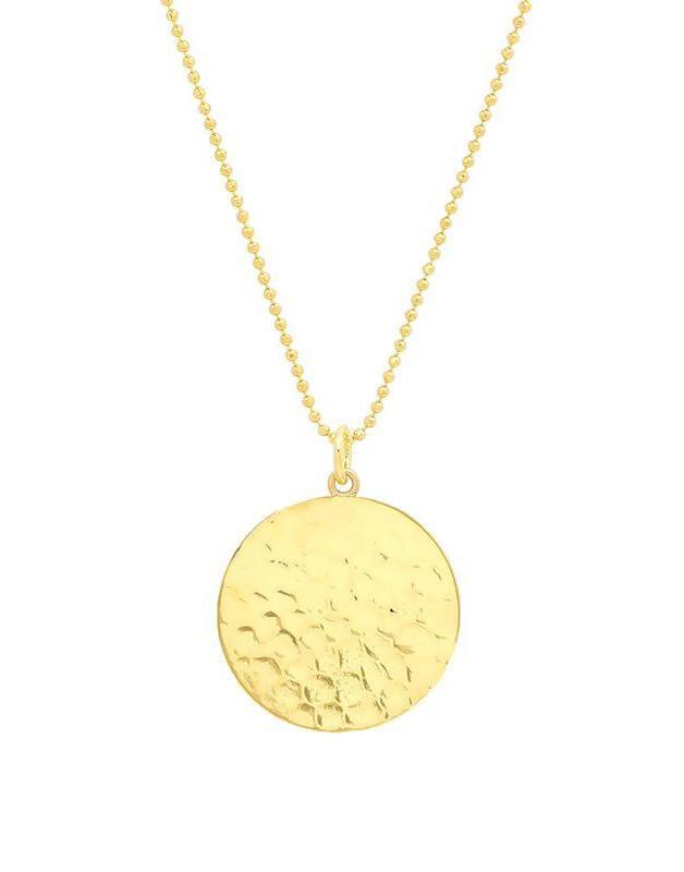 JENNIFER MEYER-Hammered Disc Pendant Necklace-YELLOW GOLD