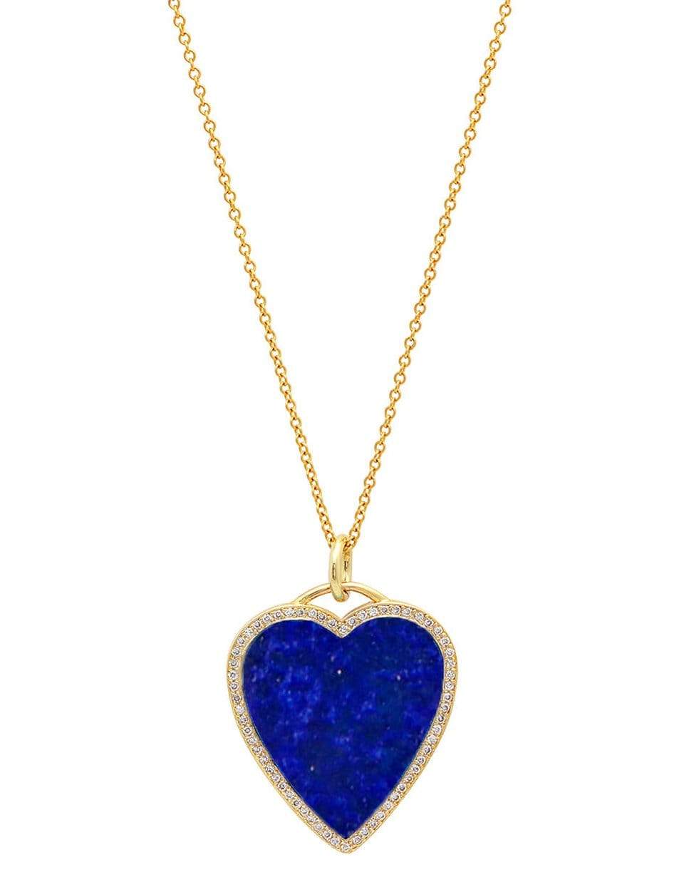 JENNIFER MEYER-Lapis Inlay Diamond Heart Necklace-YELLOW GOLD