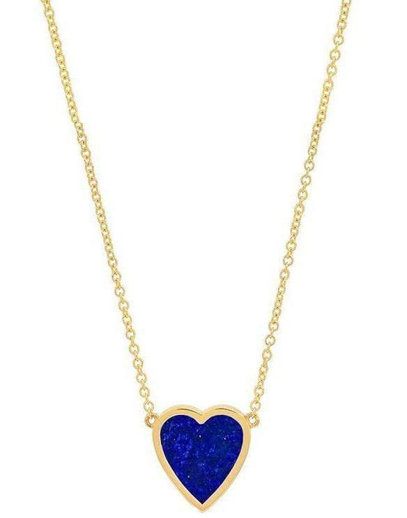 JENNIFER MEYER-Lapis Inlay Heart Necklace-YELLOW GOLD