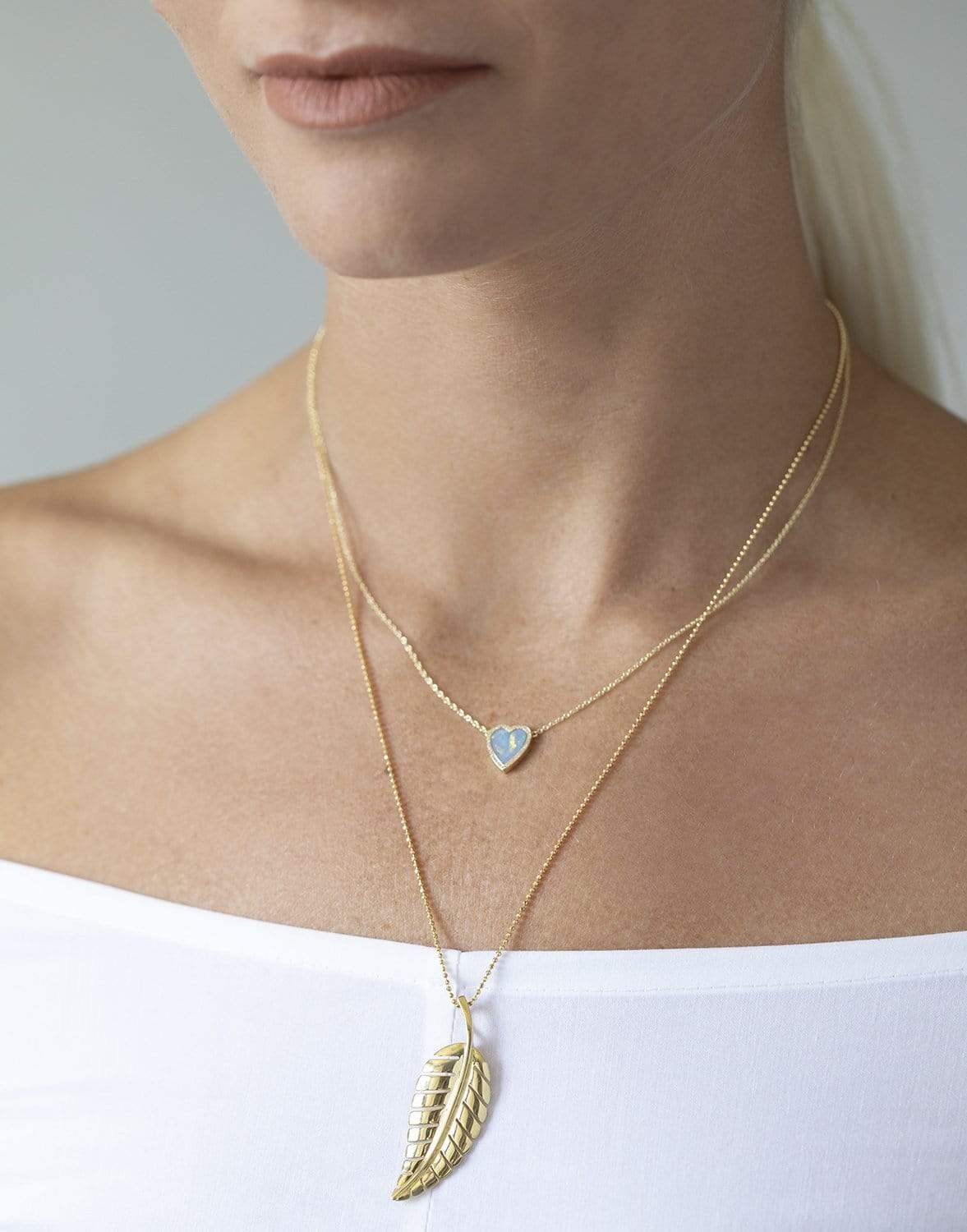 JENNIFER MEYER-Large Leaf Necklace-YELLOW GOLD