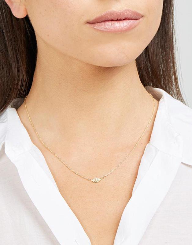 JENNIFER MEYER-Mini Diamond Leaf Necklace-YELLOW GOLD