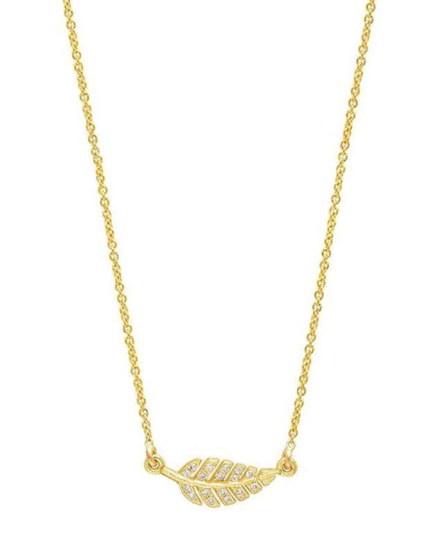 JENNIFER MEYER-Mini Diamond Leaf Necklace-YELLOW GOLD