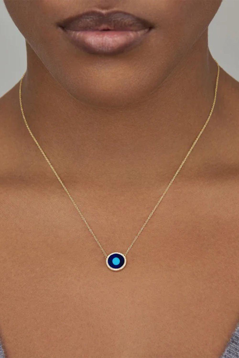 JENNIFER MEYER-Mini Evil Eye Necklace-YELLOW GOLD