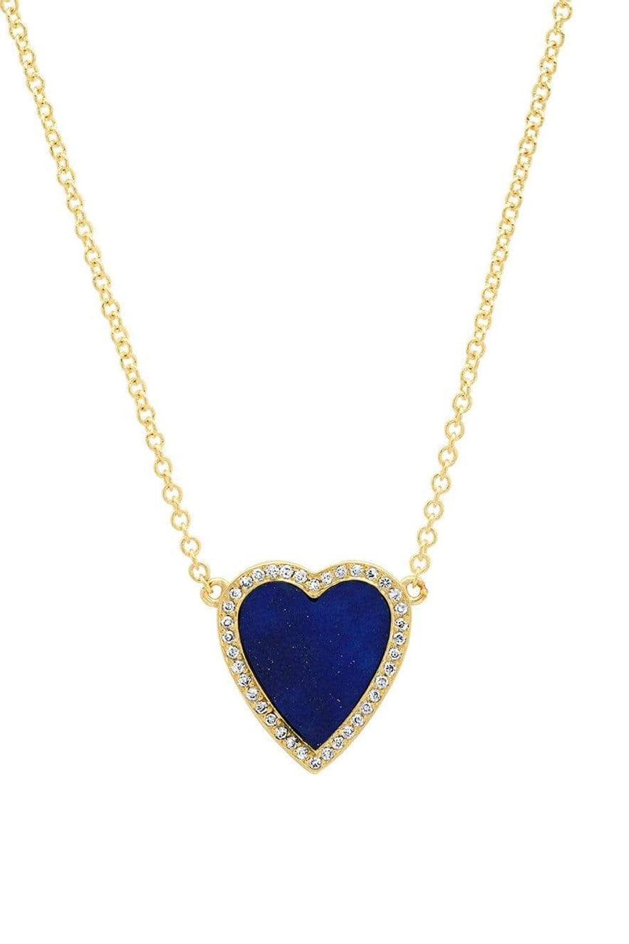 JENNIFER MEYER-Mini Lapis Inlay and Diamond Heart Necklace-YELLOW GOLD