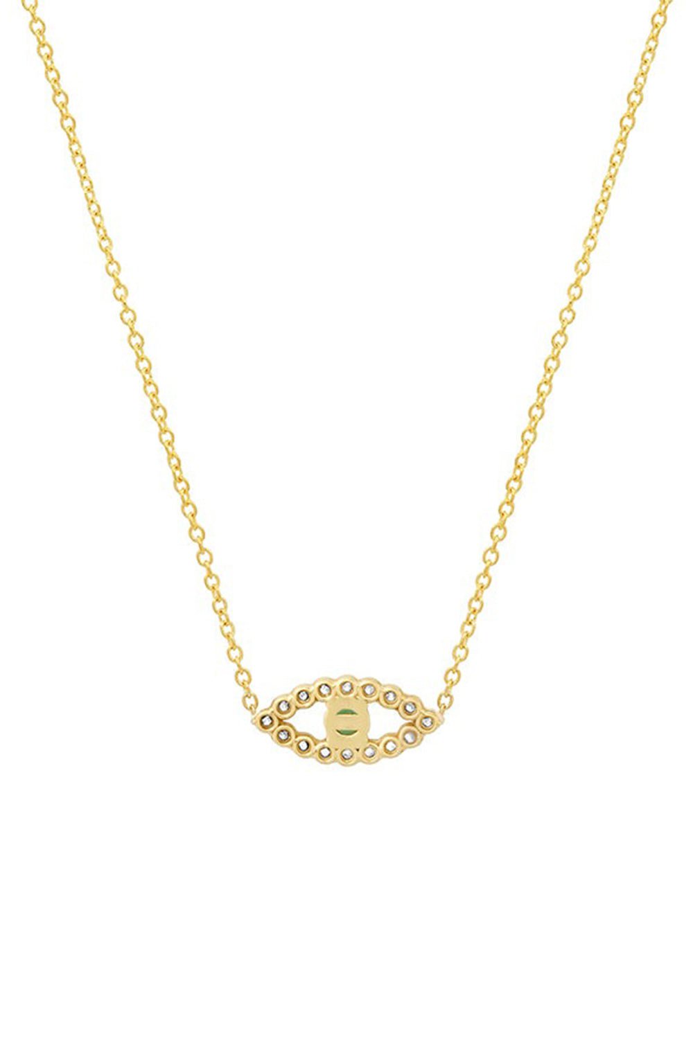JENNIFER MEYER-Mini Open Evil Eye Emerald Necklace-YELLOW GOLD