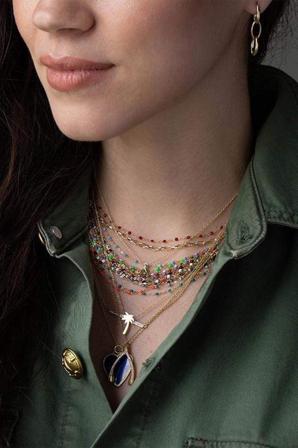 JENNIFER MEYER-MIni Palm Tree Necklace-YELLOW GOLD