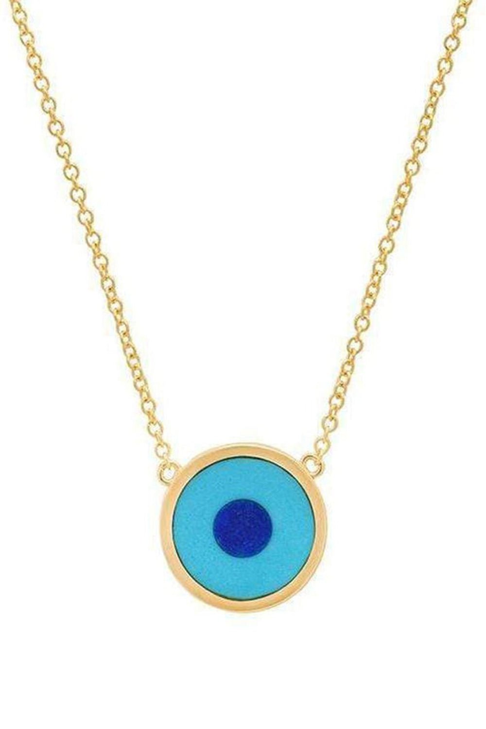 JENNIFER MEYER-Turqoise and Lapis Evil Eye Necklace-YELLOW GOLD