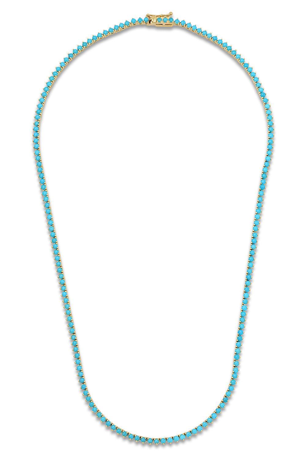 Turquoise 3 Prong Tennis Necklace-YELLOW GOLD-JEWELRYFINE JEWELNECKLACE O-JENNIFER MEYER