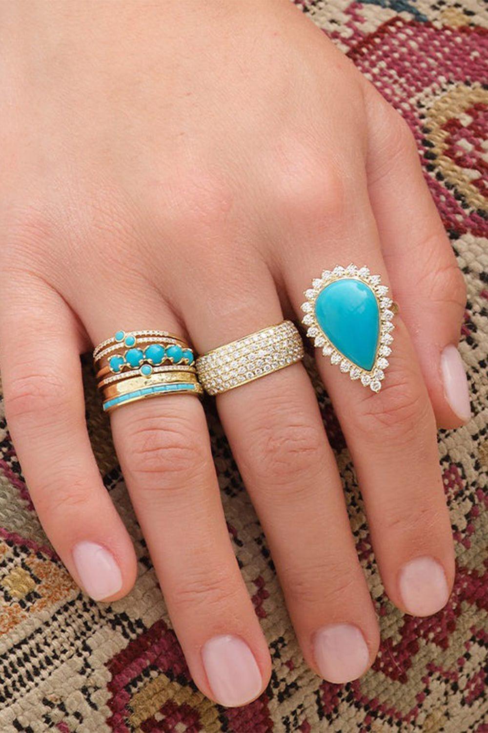 JENNIFER MEYER-Hammered Diamond Ring-YELLOW GOLD