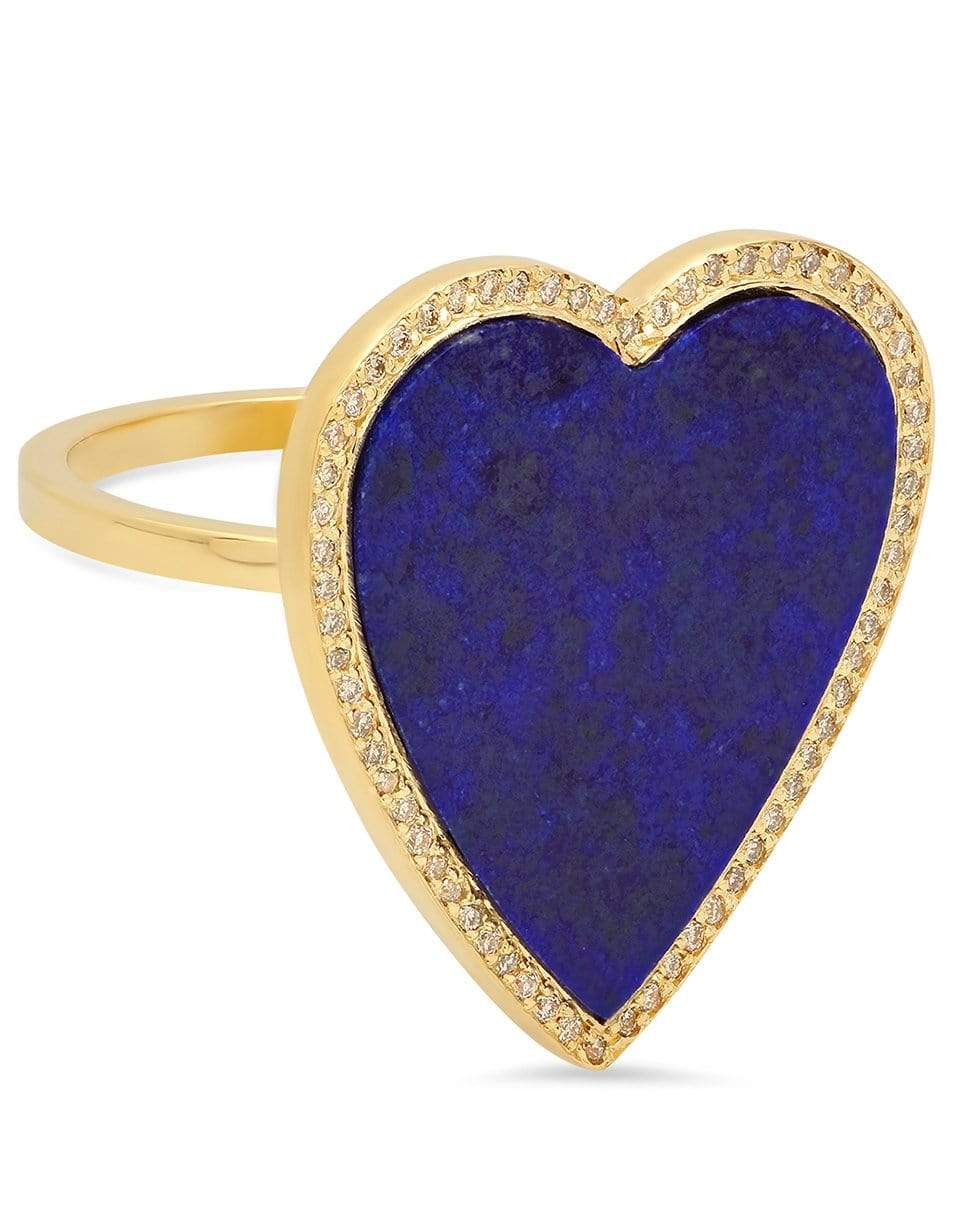 JENNIFER MEYER-Lapis Inlay Diamond Heart Ring-YELLOW GOLD