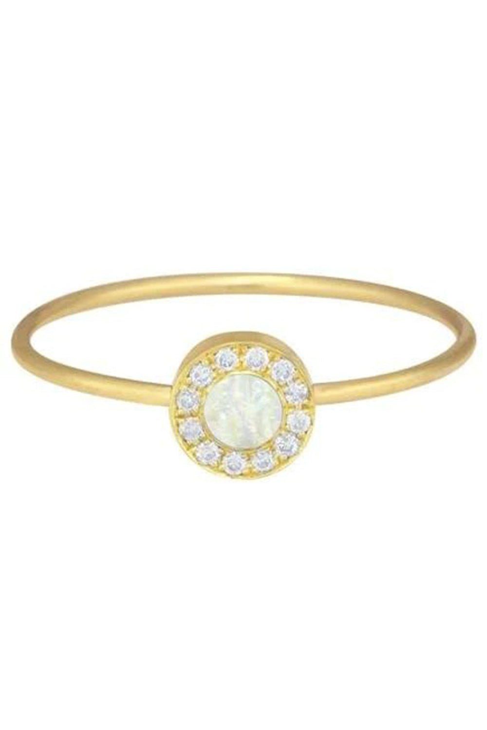 JENNIFER MEYER-Mini Mother of Pearl Inlay Circle Ring-YELLOW GOLD