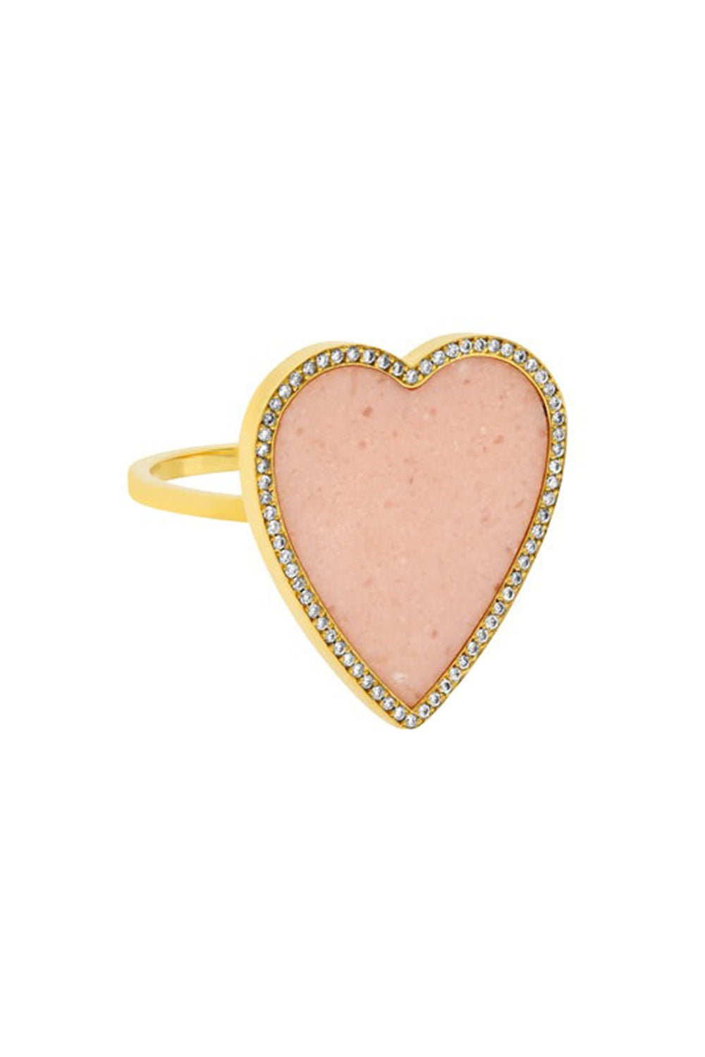 Pink Opal Diamond Heart Ring