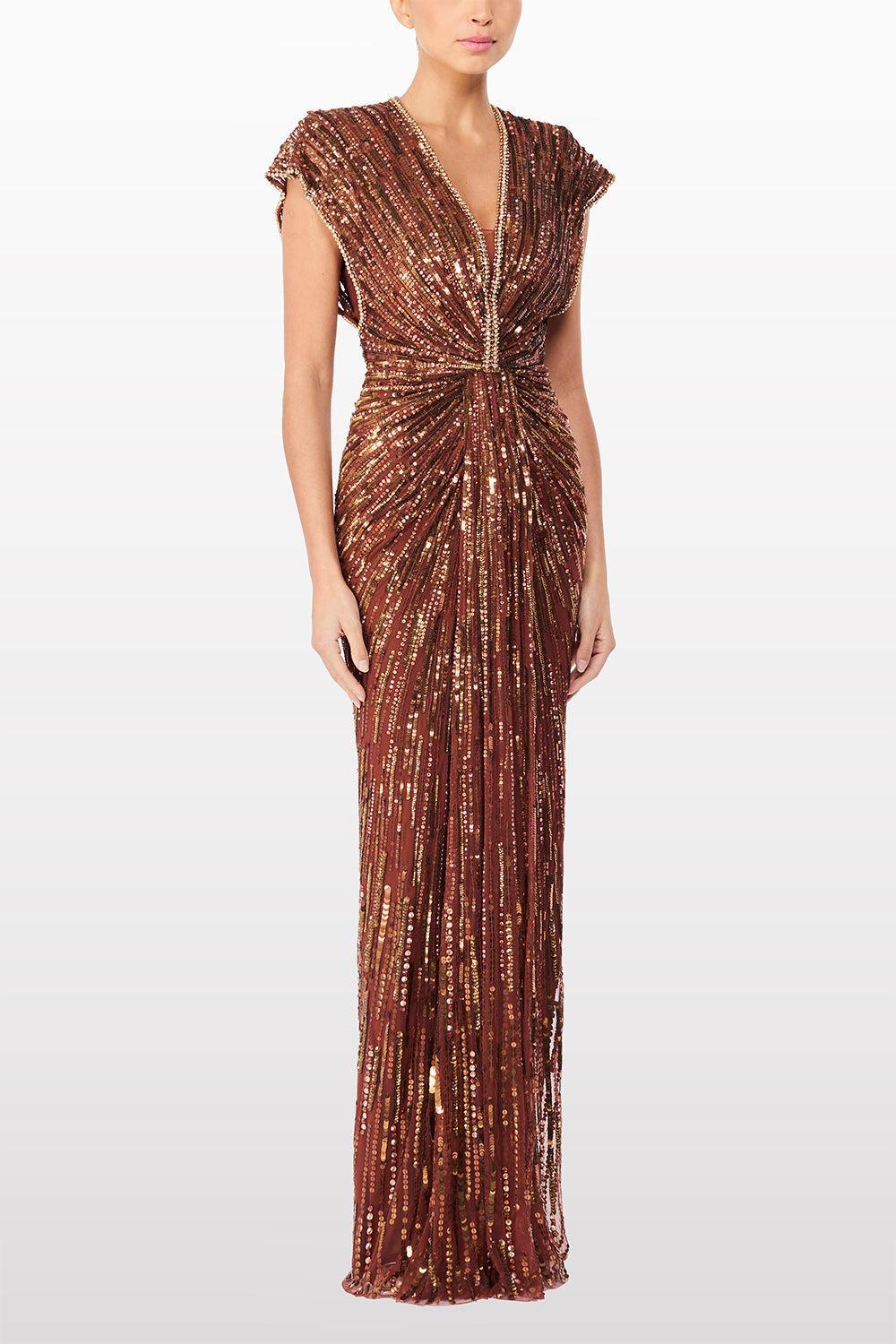 Zola Beaded Dress-BRONZE-2-CLOTHINGDRESSGOWN-JENNY PACKHAM