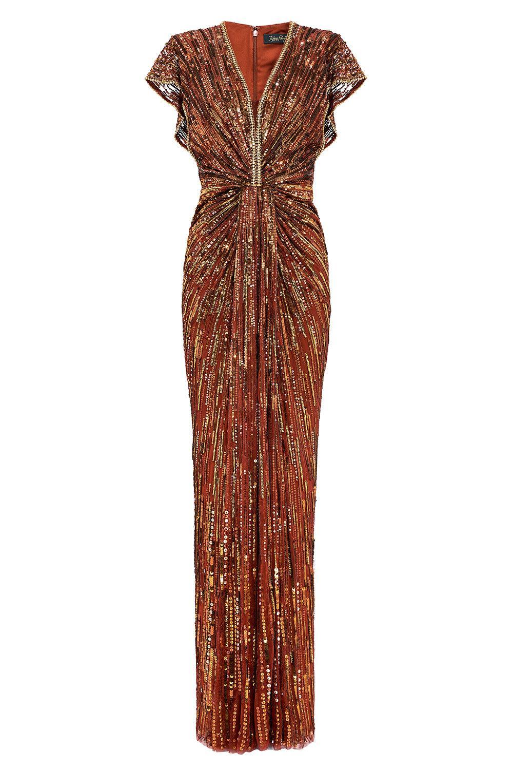  Zola Beaded Dress-BRONZE-2-CLOTHINGDRESSGOWN-JENNY PACKHAM 