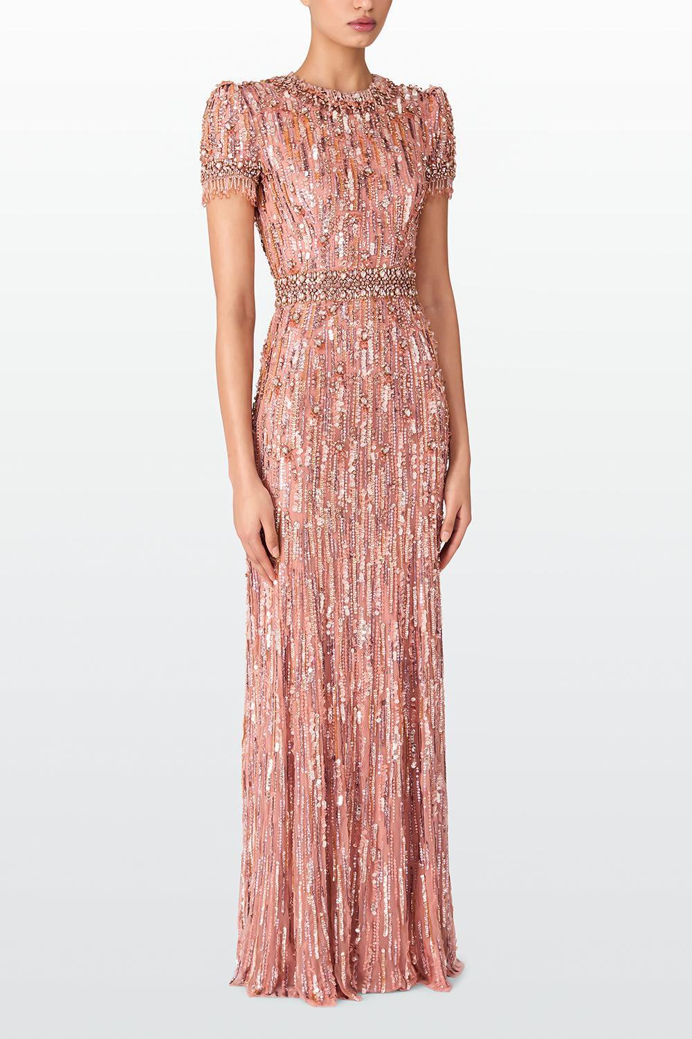 Roxy Embellished Beaded Gown-CINNAMON-2-CLOTHINGDRESSGOWN-JENNY PACKHAM