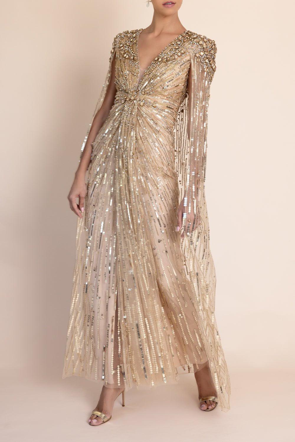 JENNY PACKHAM-Lotus Lady Gown - Illusion Gold-ILLSNGLD