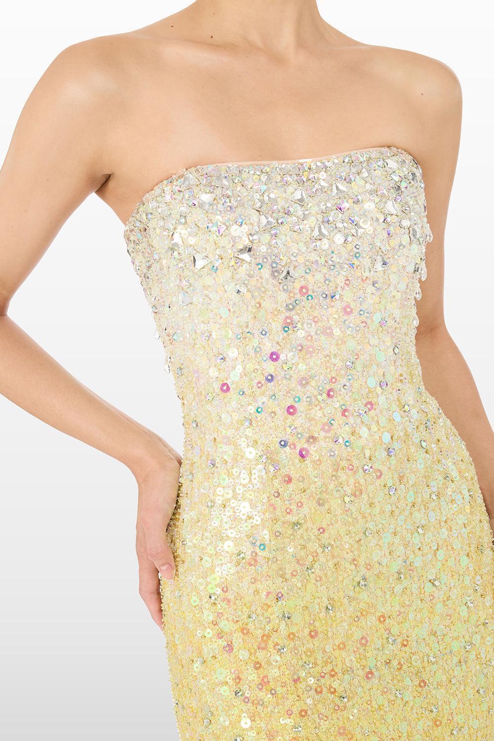  Marle Saint Embellished Strapless Maxi Dress-YELLOW-2-CLOTHINGDRESSGOWN-JENNY PACKHAM 