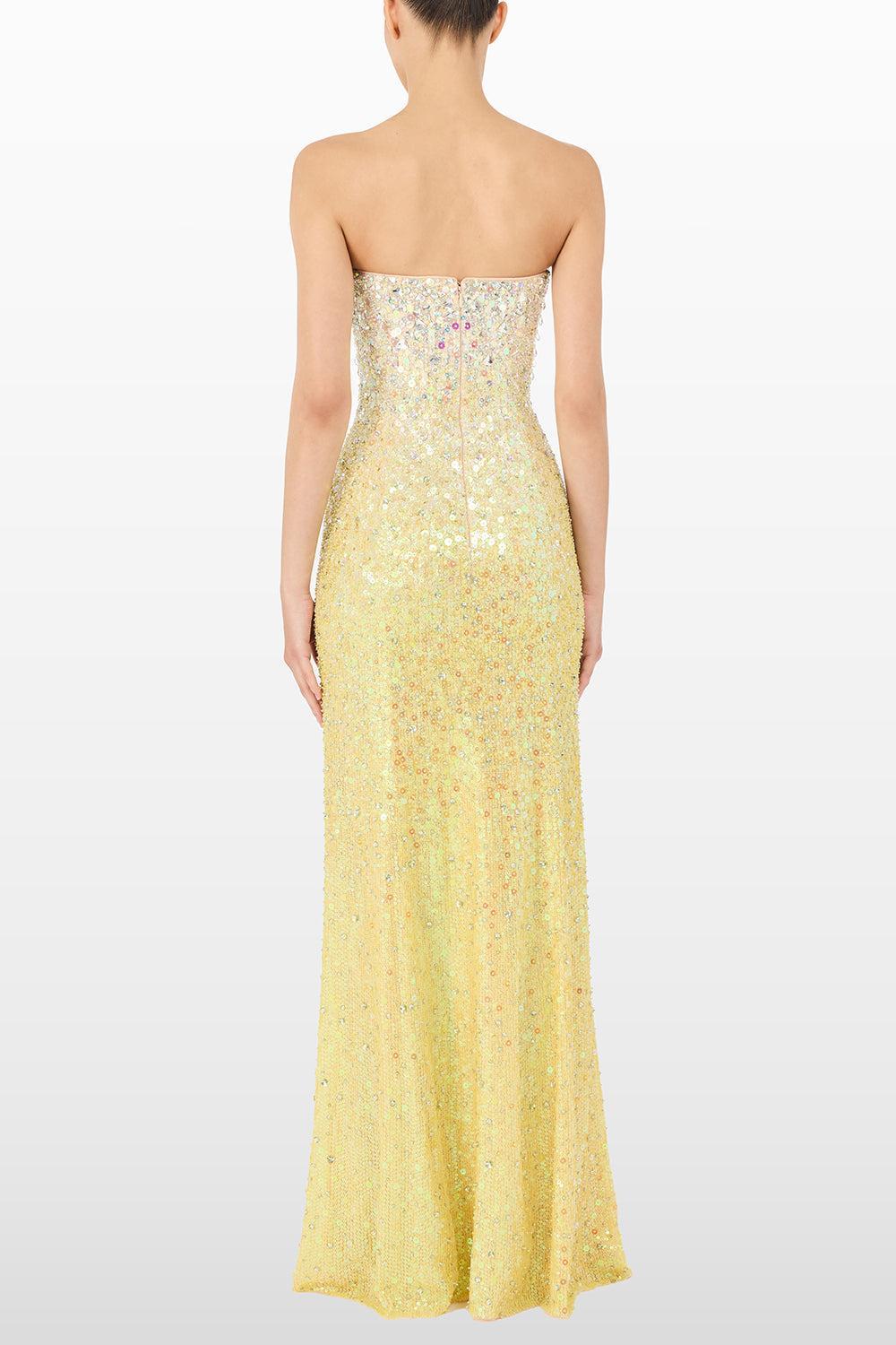 Marle Saint Embellished Strapless Maxi Dress-YELLOW-2-CLOTHINGDRESSGOWN-JENNY PACKHAM