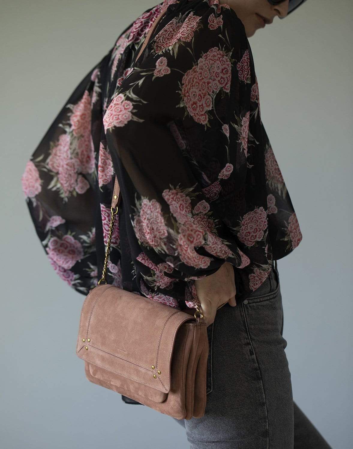 JEROME DREYFUSS-Charly M Taurillion Leather Shoulder Bag-ROSE