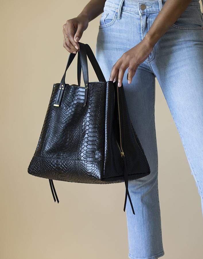 JEROME DREYFUSS-Georges Python Tote-NOIR