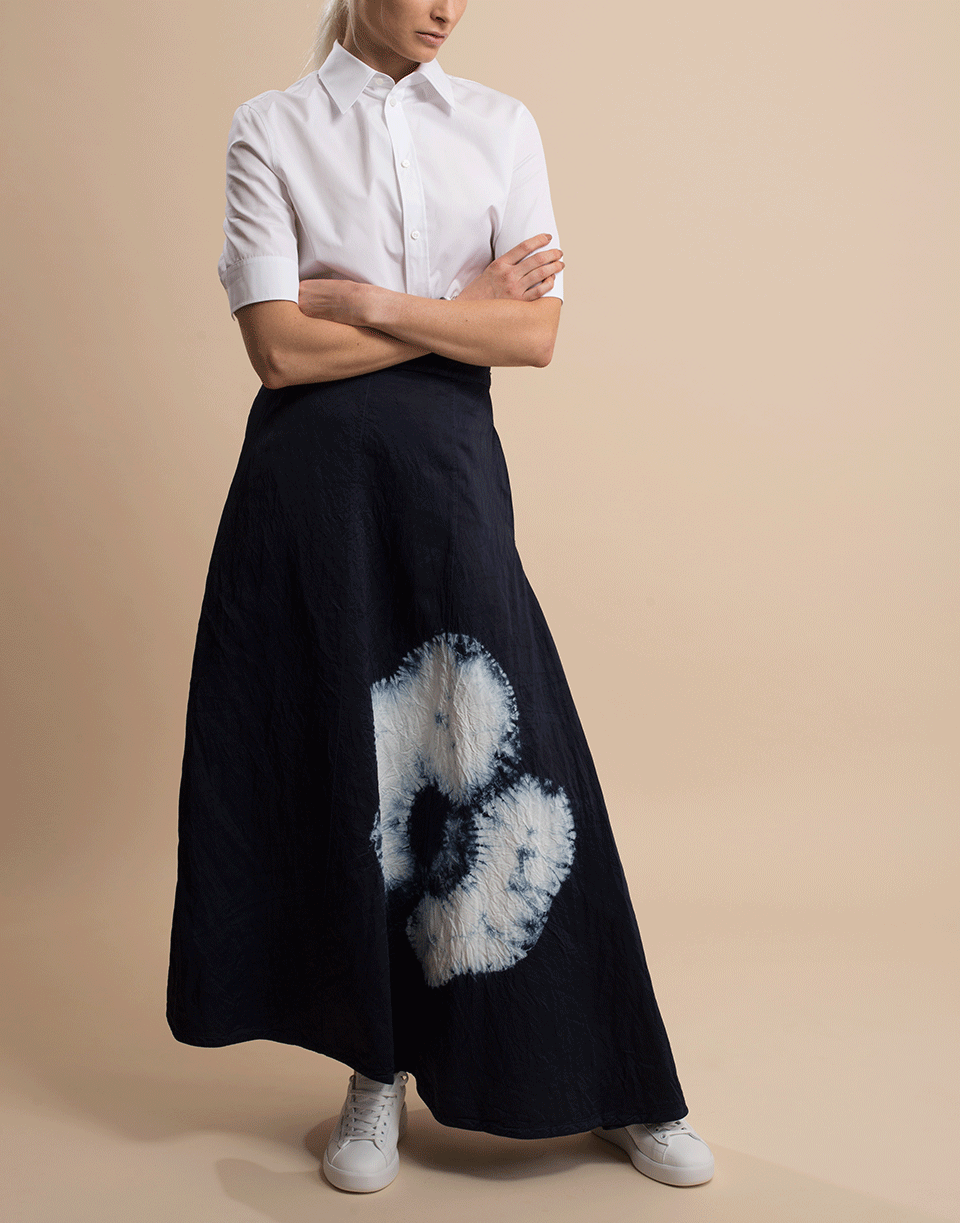 JIL SANDER-Asymmetric Shibori-Dyed Canvas Midi Mia Skirt-
