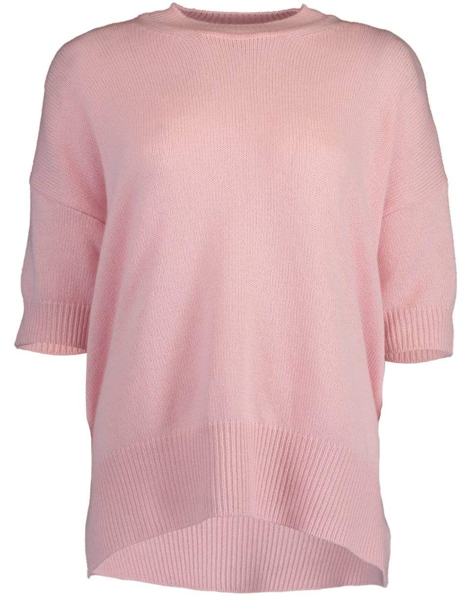 JIL SANDER-Pink Short Sleeve Crewneck Sweater-