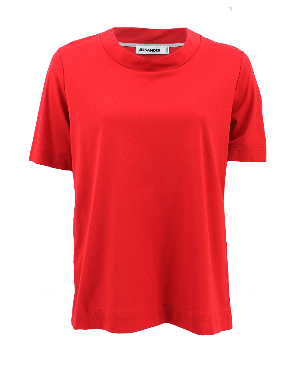 JIL SANDER-Red Wide Neck T-Shirt-