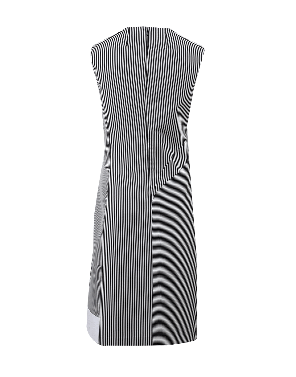 JIL SANDER NAVY-Asymmetric Neckline Stripe Dress-