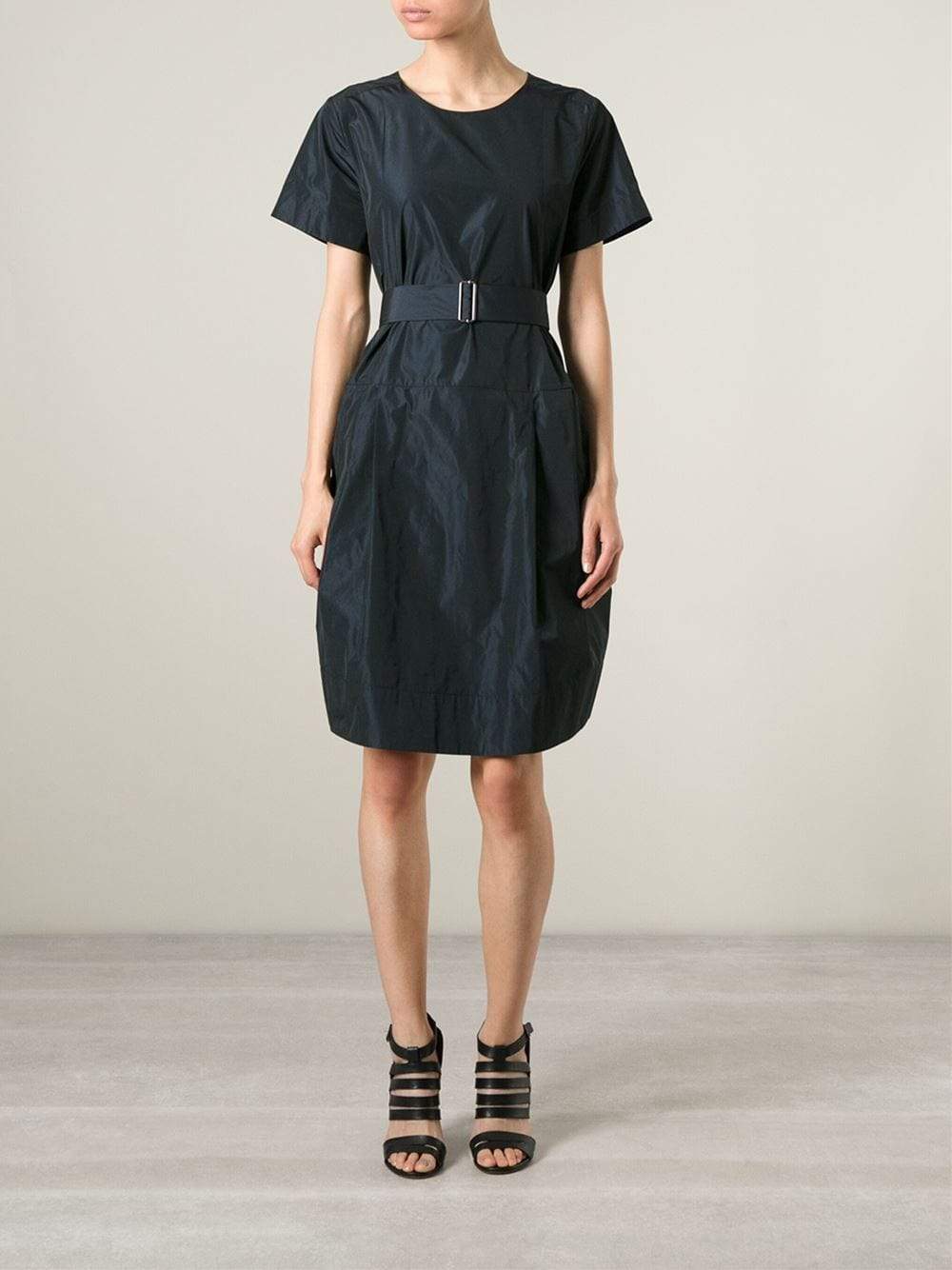 JIL SANDER NAVY-Belted Dress With Pockets-