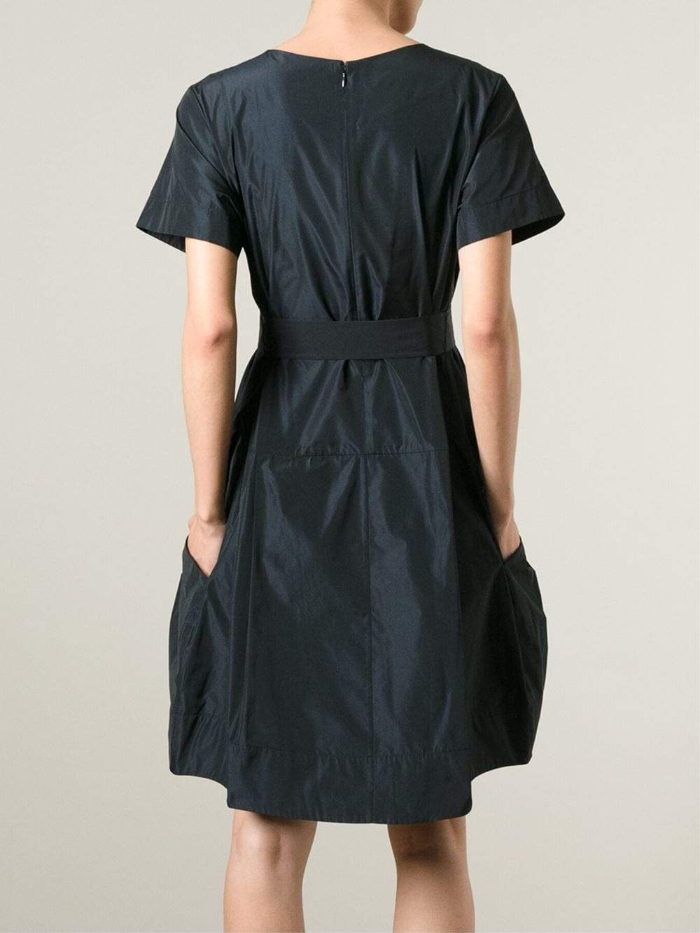 JIL SANDER NAVY-Belted Dress With Pockets-