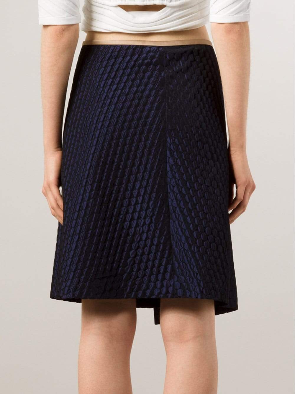 JIL SANDER NAVY-Textured Wrap Skirt-