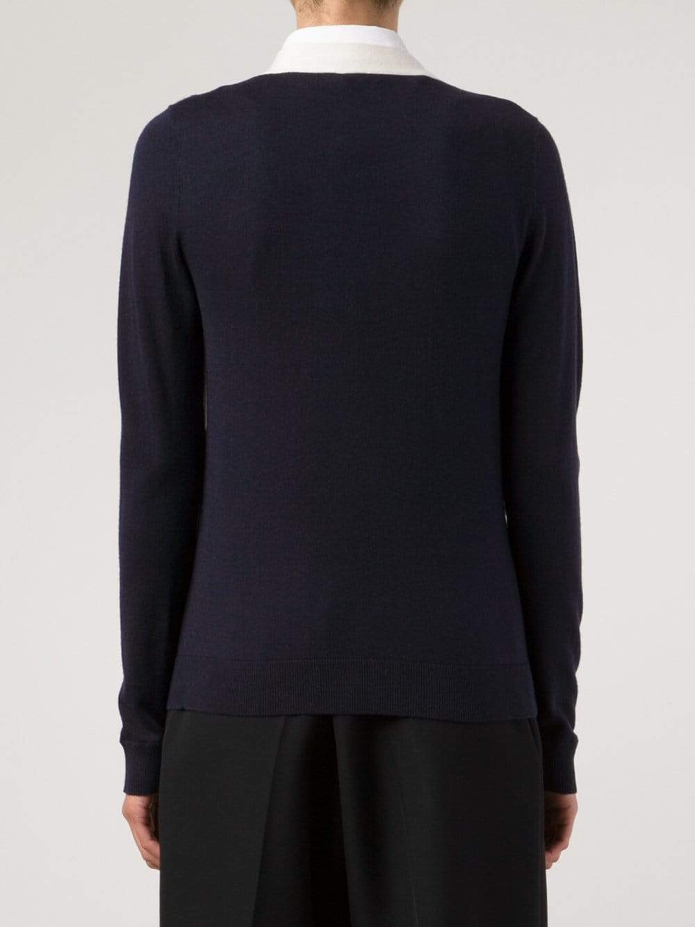 JIL SANDER NAVY-Cream Stripe Cardigan-