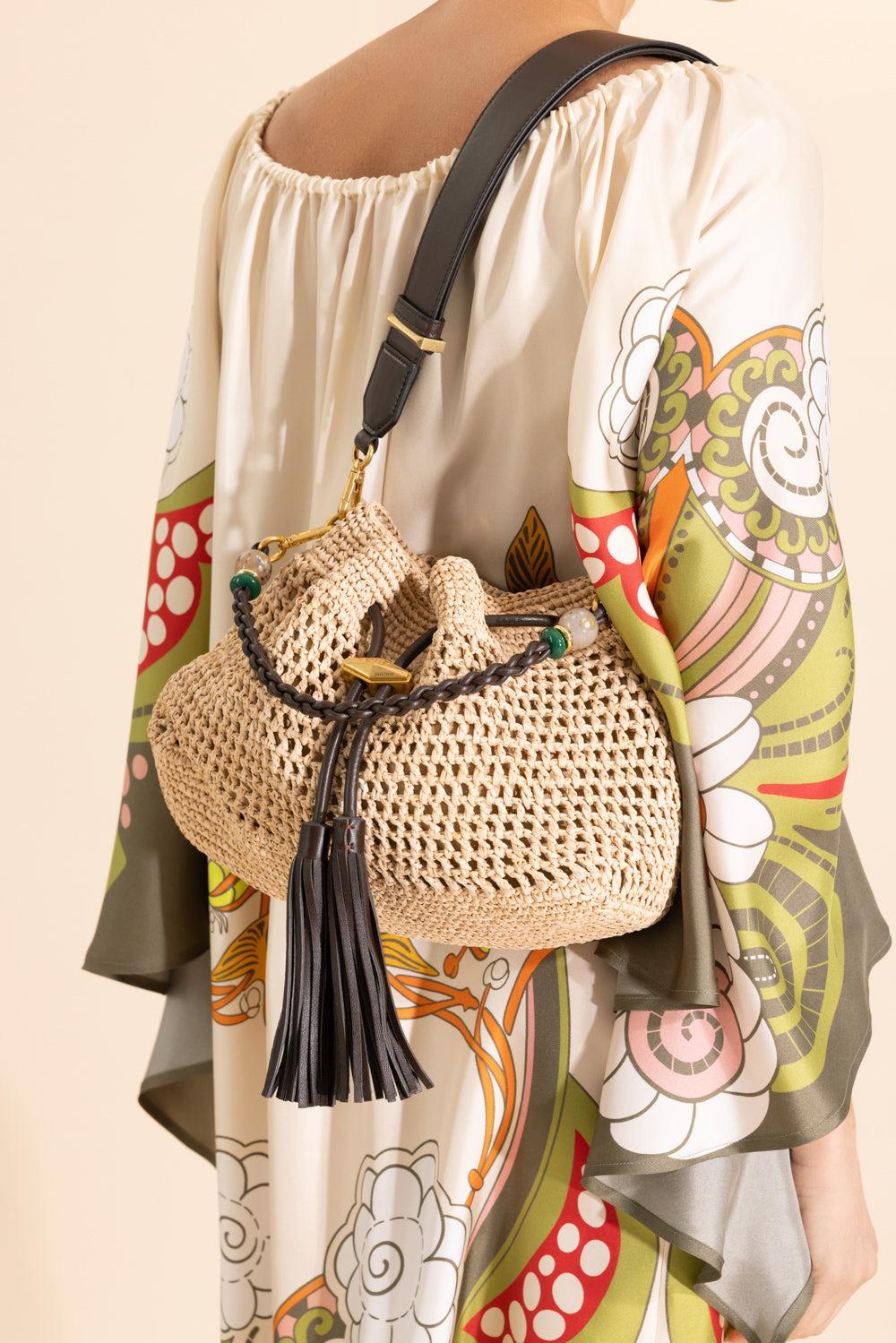Bon Bon Bucket Bag - Natural Chocolate-BROWN-HANDBAGTOP HANDLE-JIMMY CHOO