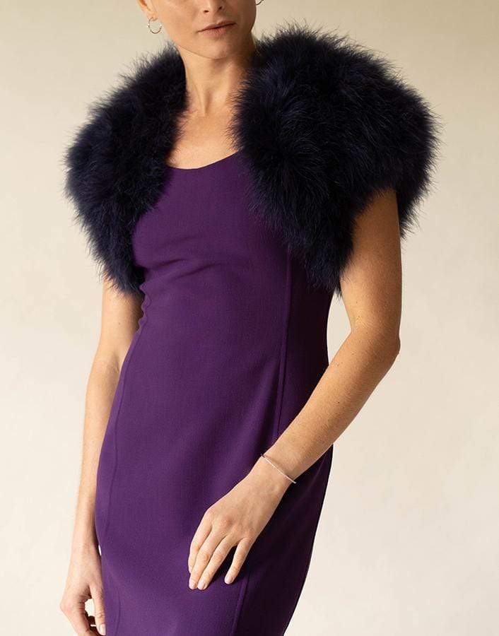 JOAN LEE-Feather Capelet-NAVY