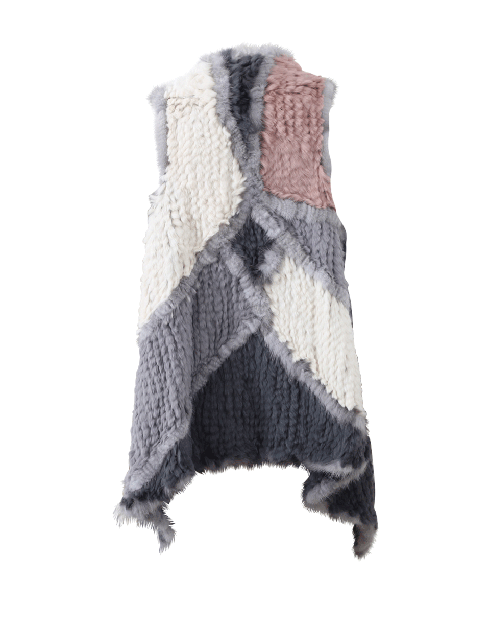 JOCELYN-Asymmetrical Pattern Fur Vest-