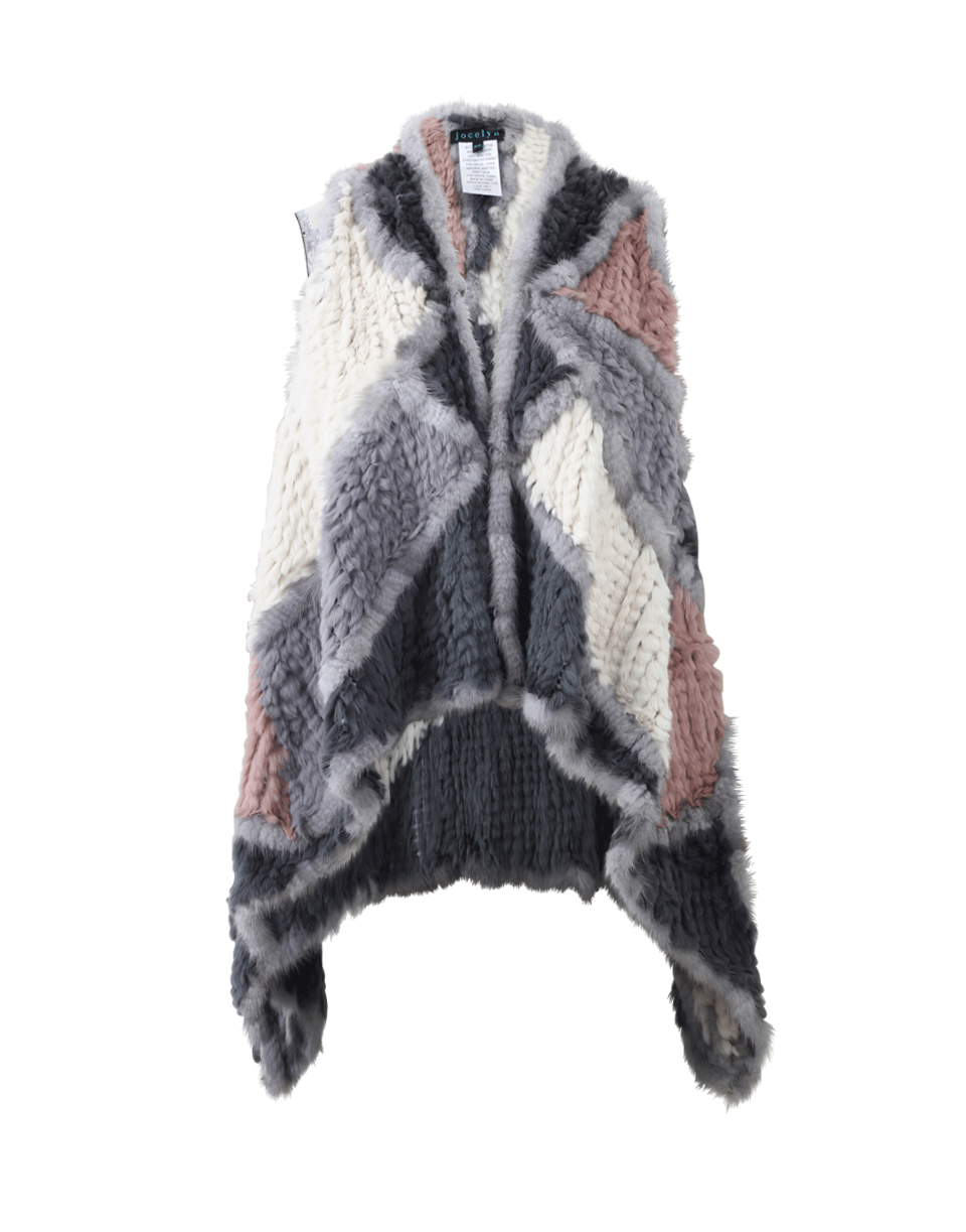 JOCELYN-Asymmetrical Pattern Fur Vest-