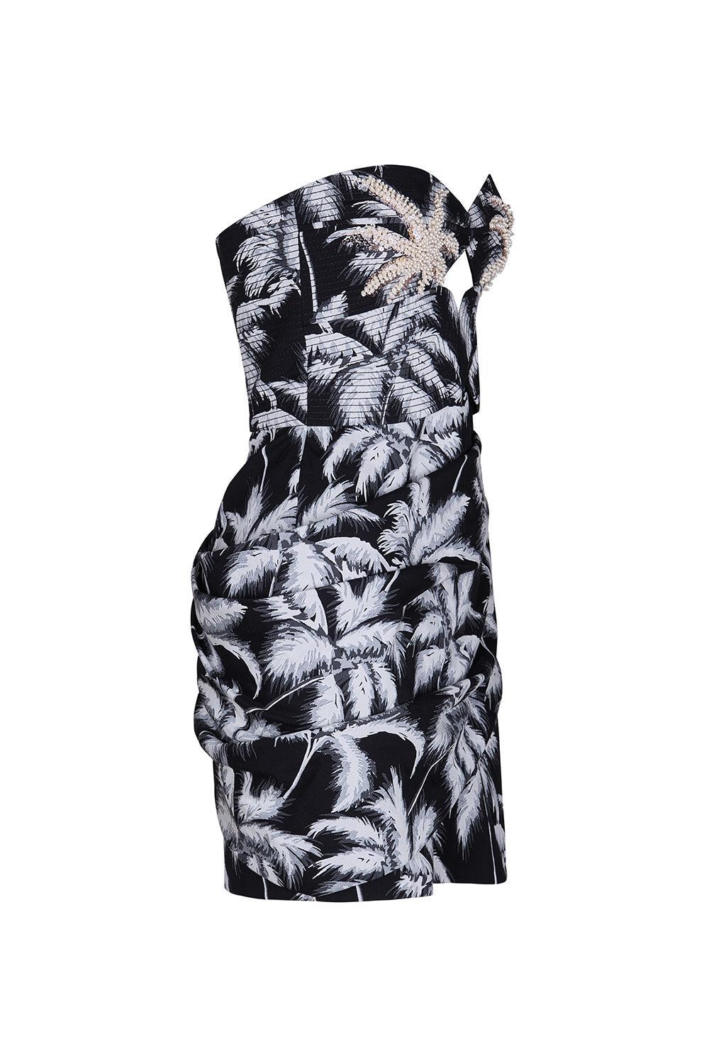 Sombra Tropical Mini Dress-GREY BLACK-2-CLOTHINGDRESSCASUAL-JOHANNA ORTIZ