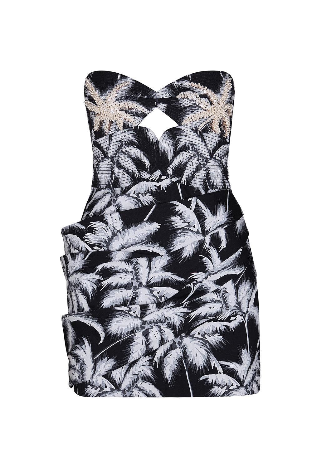 Sombra Tropical Mini Dress-GREY BLACK-2-CLOTHINGDRESSCASUAL-JOHANNA ORTIZ