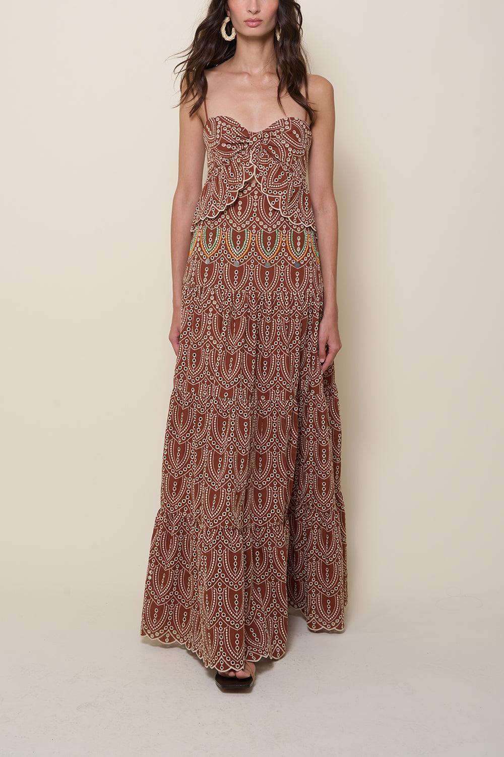 Entre Flechas Maxi Dress-RDWNECRU-2-CLOTHINGDRESSCASUAL-JOHANNA ORTIZ